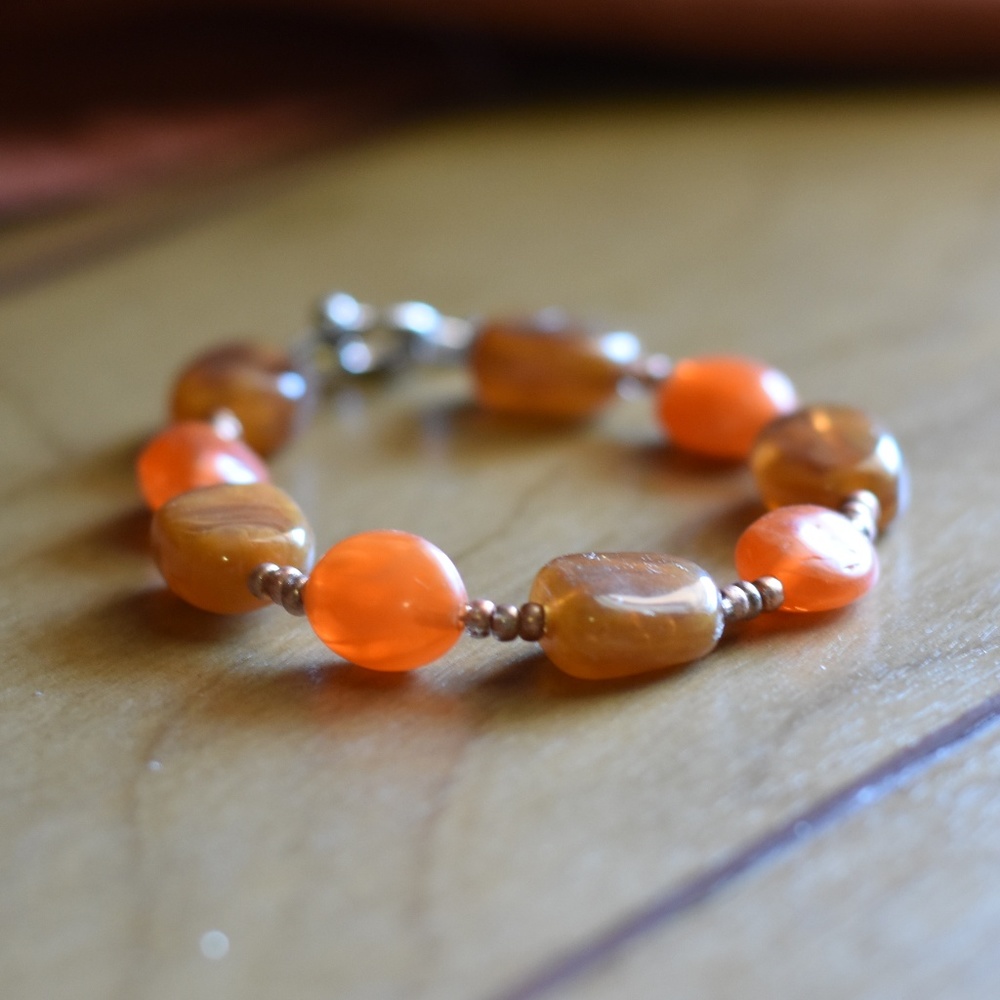 Brown and Orange Bead Bracelet